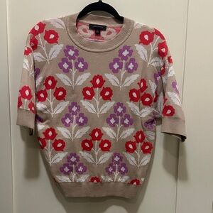 Ann Taylor Floral Sweater - Red, Purple, and Cream